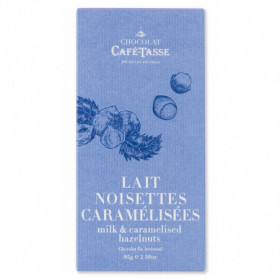 Tablette 85g de chocolat au lait et noisettes caramélisées -Café Tasse