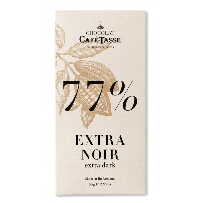 Tablette 85g de chocolat extra noir 77% de cacao -Café Tasse