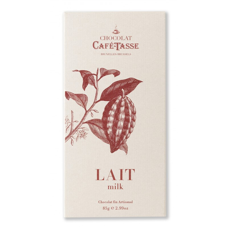 Tablette 85g de chocolat au lait 33% de cacao  -Café Tasse