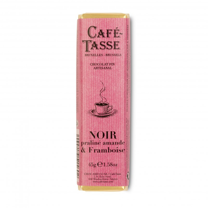 Barre de chocolat noir praliné framboise Café-Tasse - 45g